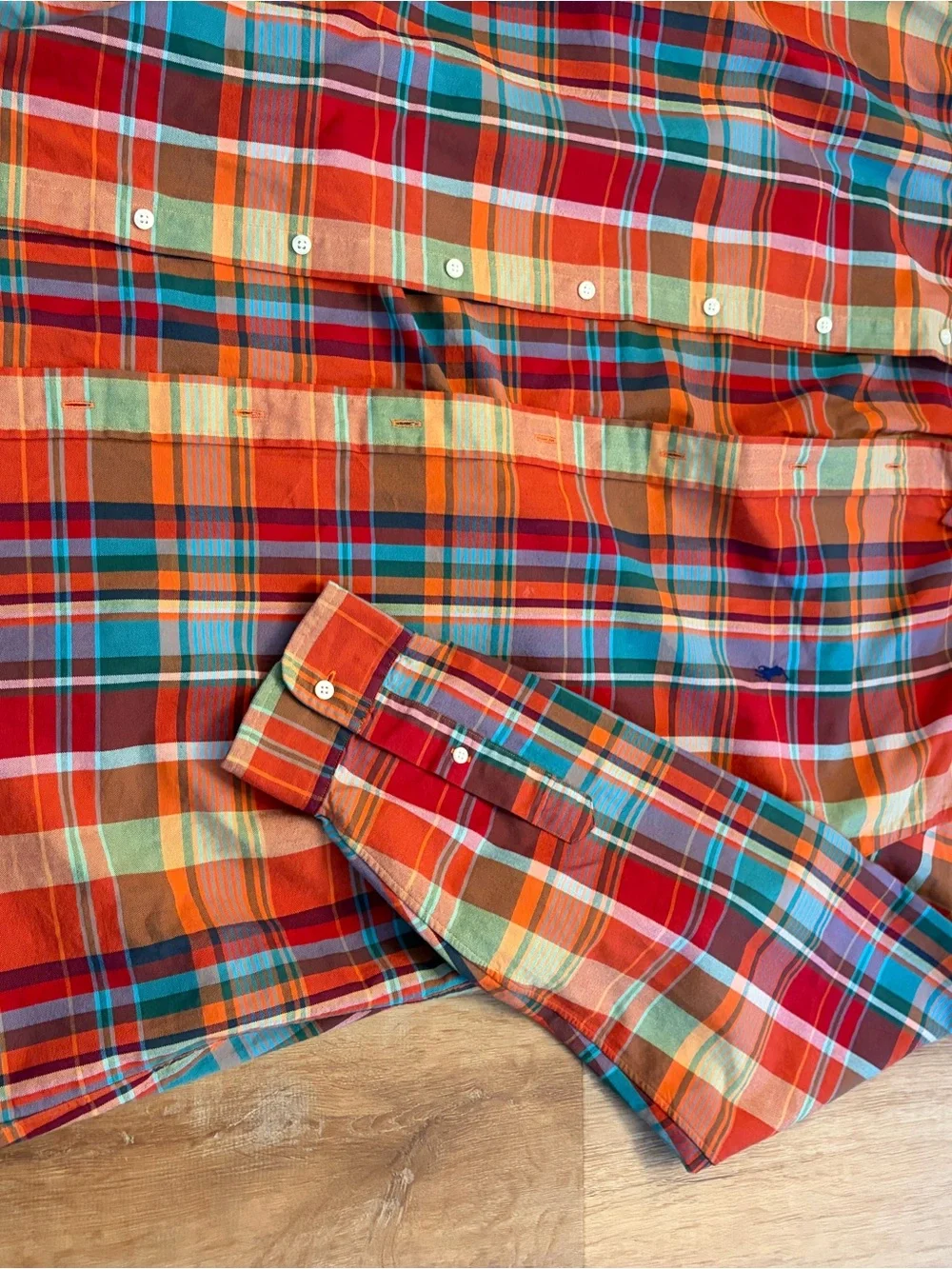 Ralph Lauren Men’s Orange Multi-Color Plaid Button-Up Shirt